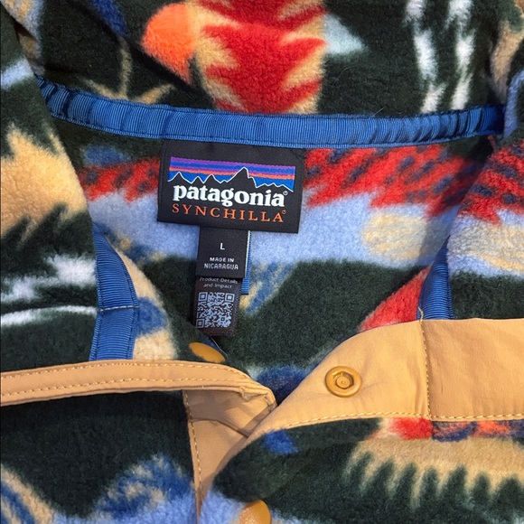 PATAGONIA Men's L Lightweight Synchilla Snap-T Fleece Pullover Salmon Fish - Picture 6 of 8